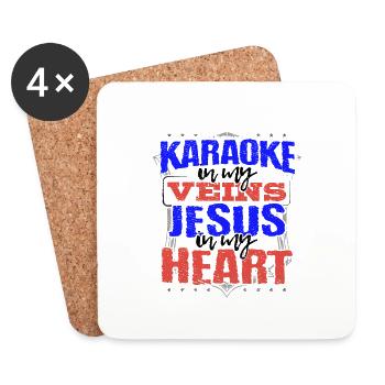 Karaoke Lover Gift Karaoke is in My Veins Jesus - Coasters (set of 4) - white - Front