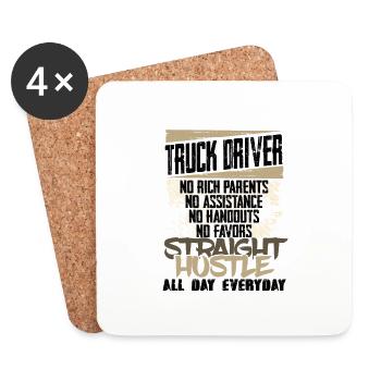 Truck Driver Gift Straight Hustle All Day - Coasters (set of 4) - white - Front