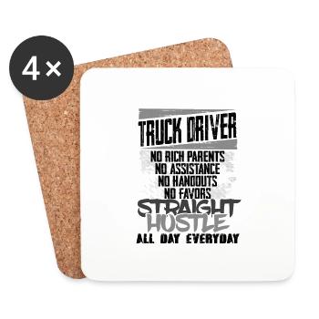 Truck Driver Gifts Straight Hustle All Day - Coasters (set of 4) - white - Front