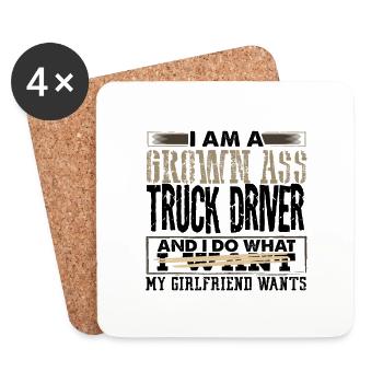 Le chauffeur de camion grown ass fait ce que la petite amie veut - Dessous de verre (lot de 4) - blanc - Devant