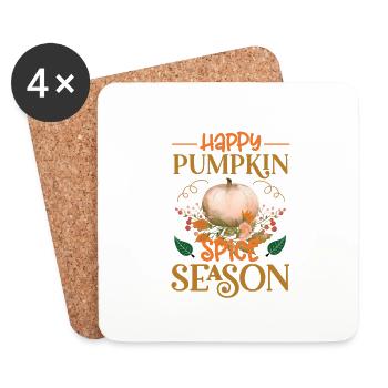 Bonne saison des épices à la citrouille Feuilles d’automne - Dessous de verre (lot de 4) - blanc - Devant