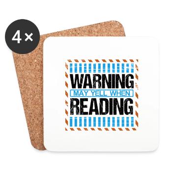 Reader Gift Book Lover Gift May Yell When Reading - Coasters (set of 4) - white - Front
