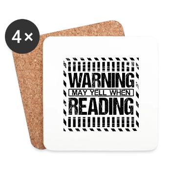Reader Gift Book Lover Gift May Yell When Reading - Coasters (set of 4) - white - Front