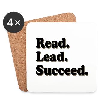 Book Lover Gifts Read Lead Succeed Reader Gift - Coasters (set of 4) - white - Front