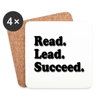 Book Lover Gifts Read Lead Succeed Reader Gift - Coasters (set of 4) - white - Front
