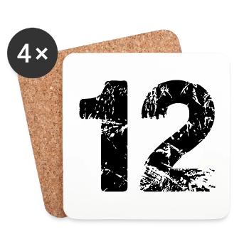 12 number jersey - Coasters (set of 4) - white - Front