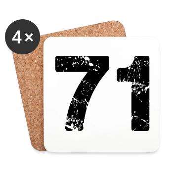 71 Zahl Trikot - Untersetzer (4er-Set) - Weiß - Vorne