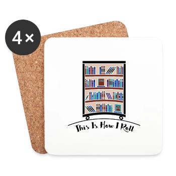 Book Lover Geschenk So rolle ich Lesergeschenke - Untersetzer (4er-Set) - Weiß - Vorne