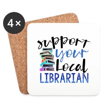 Read a Book Support Local Librarian Gifts - Coasters (set of 4) - white - Front