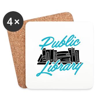 Librarian Gift Public Library Book Lover Gift - Coasters (set of 4) - white - Front