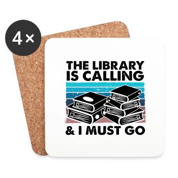 Librarian Gift Library Calling Must Go Book Lover - Coasters (set of 4) - white - Front