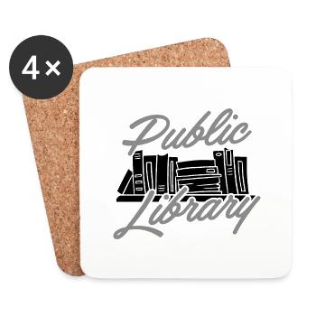 Librarian Gift Public Library Book Lover Gift - Coasters (set of 4) - white - Front