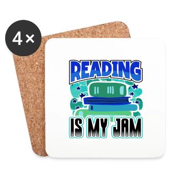 Reading is My Jam Fun Book Lover Gift Ideas - Coasters (set of 4) - white - Front