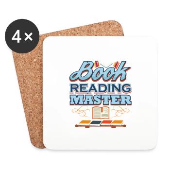 Book Reading Master Librarian Gift Book Lover - Coasters (set of 4) - white - Front