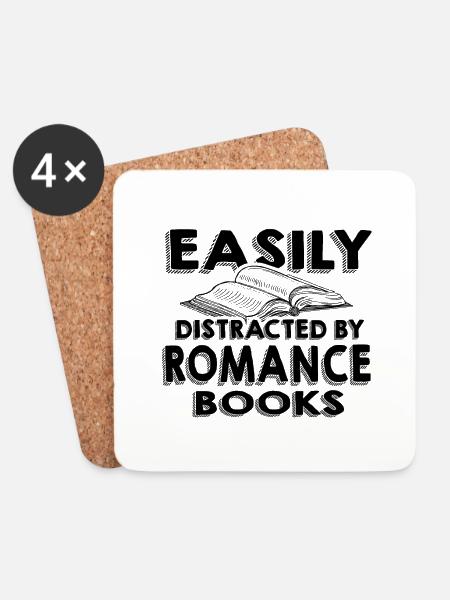 Liebesroman-Geschenke, die leicht von Romantik abgelenkt werden können - Untersetzer (4er-Set) - Weiß