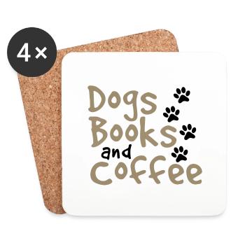 Dogs Books and Coffee Drinker Gifts Dog Lover - Coasters (set of 4) - white - Front