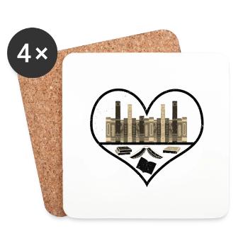Book Lover Gifts Books Inside a Heart Gift for - Coasters (set of 4) - white - Front