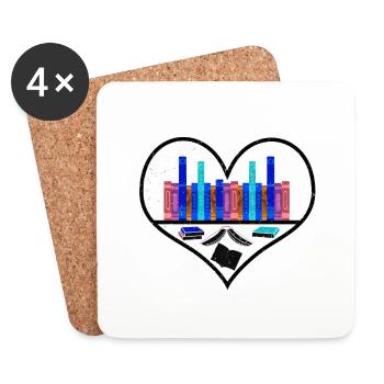 Book Lover Books Inside a Heart Gifts for - Coasters (set of 4) - white - Front