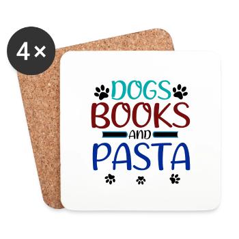 Hundeliebhaber Geschenk Hunde Bücher und Pasta Esser Geschenke - Untersetzer (4er-Set) - Weiß - Vorne