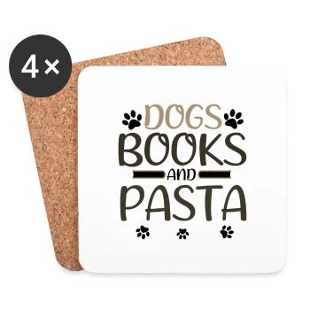 Hund Liebhaber Geschenk Hunde Bücher und Pasta Esser Geschenk - Untersetzer (4er-Set) - Weiß - Vorne