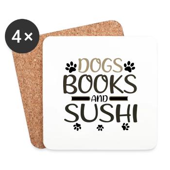 Sushi Fan Gift Dogs Books and Sushi Dog Lover - Coasters (set of 4) - white - Front