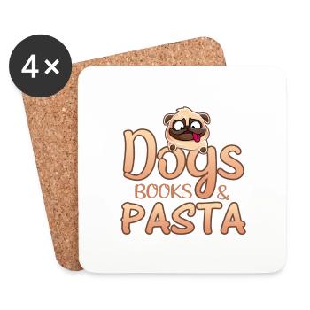 Dog Lover Gift Dogs Books Pasta Lover Gift - Coasters (set of 4) - white - Front