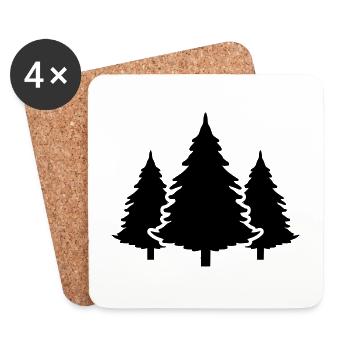 Baum Wald Tanne - Untersetzer (4er-Set) - Weiß - Vorne
