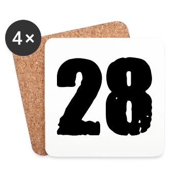 28 Number jersey - Coasters (set of 4) - white - Front