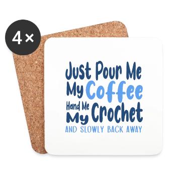 Versez-moi du café Hand Me Crochet Back Away Coffee - Dessous de verre (lot de 4) - blanc - Devant