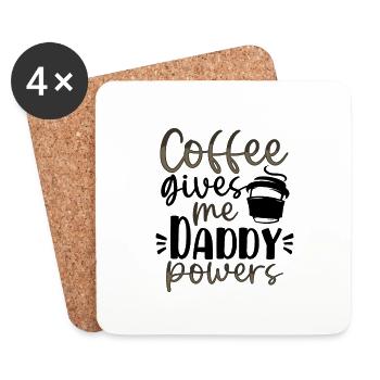 Papa Geschenke Kaffee gibt mir Papa Powers Kaffee - Untersetzer (4er-Set) - Weiß - Vorne