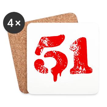 51 Zahl Symbol - Untersetzer (4er-Set) - Weiß - Vorne