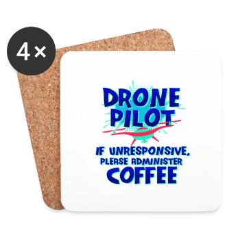 Cadeau de pilote de drone si ne répond pas administrer - Dessous de verre (lot de 4) - blanc - Devant