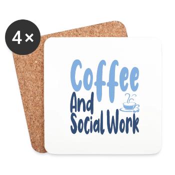 Boire du café Travailleur social Gift Café et - Dessous de verre (lot de 4) - blanc - Devant