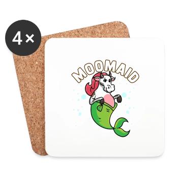 Moomaid Funny Cow Mermaid Sarcasme Cadeau - Dessous de verre (lot de 4) - blanc - Devant