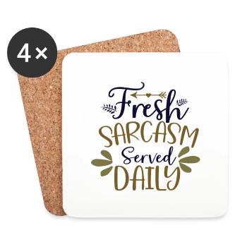 Sarkastischen Humor Täglich frischer Sarkasmus serviert - Untersetzer (4er-Set) - Weiß - Vorne