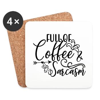 Coffee Drinker Gifts Full of Coffee and Sarcasm - Coasters (set of 4) - white - Front