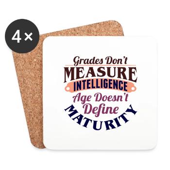 Les notes ne mesurent pas l’intelligence L’âge ne le fait pas - Dessous de verre (lot de 4) - blanc - Devant