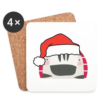 Zèbre de Noël - Dessous de verre (lot de 4) - blanc - Devant