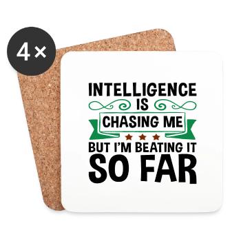Intelligence sarcastique me poursuivant en le battant si bien - Dessous de verre (lot de 4) - blanc - Devant