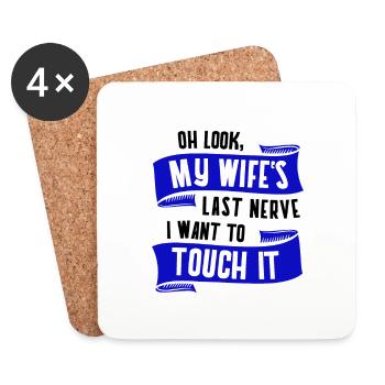 Mari oh regarde le dernier nerf de ma femme veut - Dessous de verre (lot de 4) - blanc - Devant