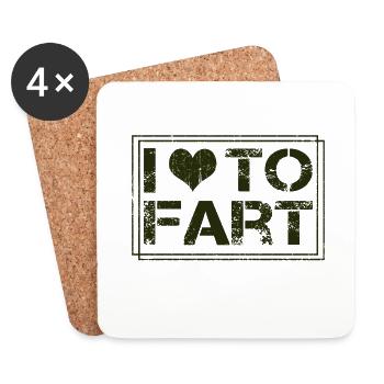 Farting Humor Love to Fart Cadeau cadeau pour un gars - Dessous de verre (lot de 4) - blanc - Devant