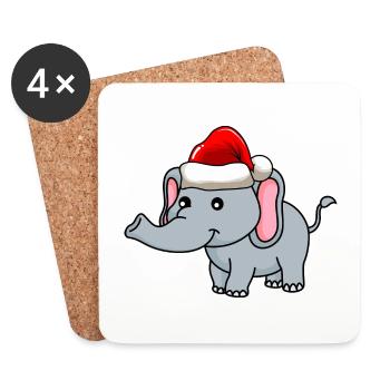 Elephant Christmas Comic - Coasters (set of 4) - white - Front