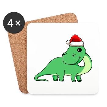 Dinosaur brontosaurus Christmas - Coasters (set of 4) - white - Front