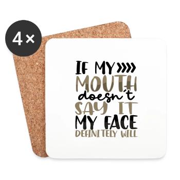 Cadeau sarcastique si la bouche ne le dit pas face - Dessous de verre (lot de 4) - blanc - Devant