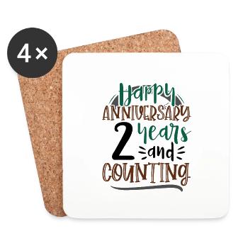 Joyeux anniversaire 2 ans et comptage 2ème - Dessous de verre (lot de 4) - blanc - Devant