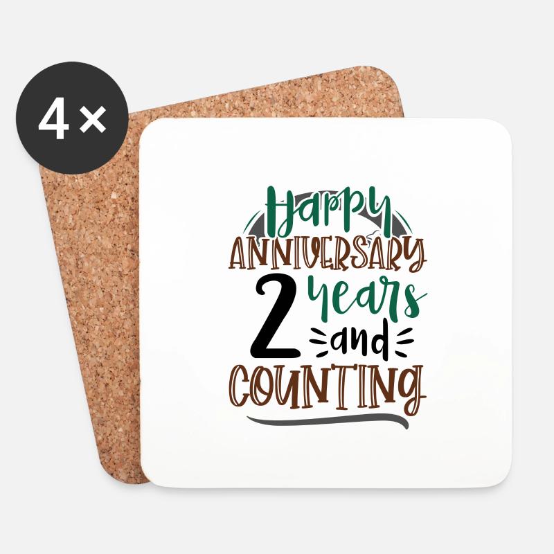 Happy Anniversary 2 Years and Counting 2nd - Coasters (set of 4) - white