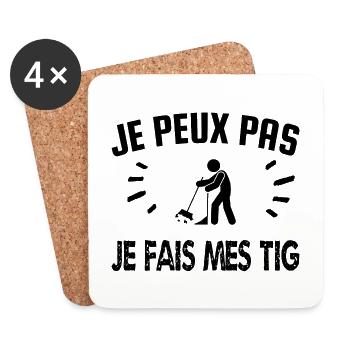je peux pas je fais mes tig - Dessous de verre (lot de 4) - blanc - Devant