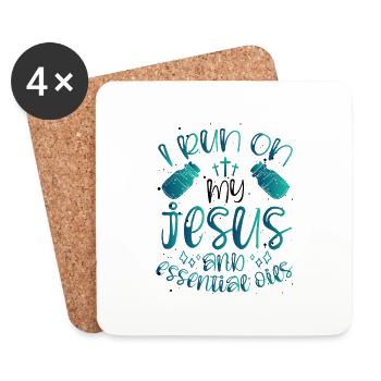 Christian Gift I Run on Jesus and Essential Oils - Coasters (set of 4) - white - Front
