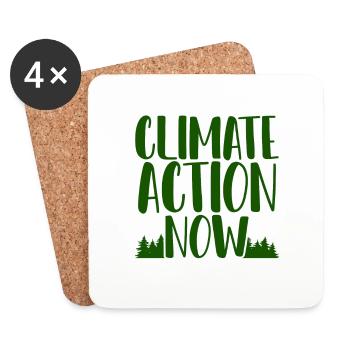 Les écologistes font des dons à l’action climatique maintenant - Dessous de verre (lot de 4) - blanc - Devant