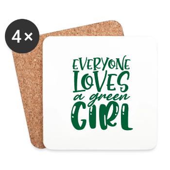 Cadeau écologiste Tout le monde aime une fille verte - Dessous de verre (lot de 4) - blanc - Devant